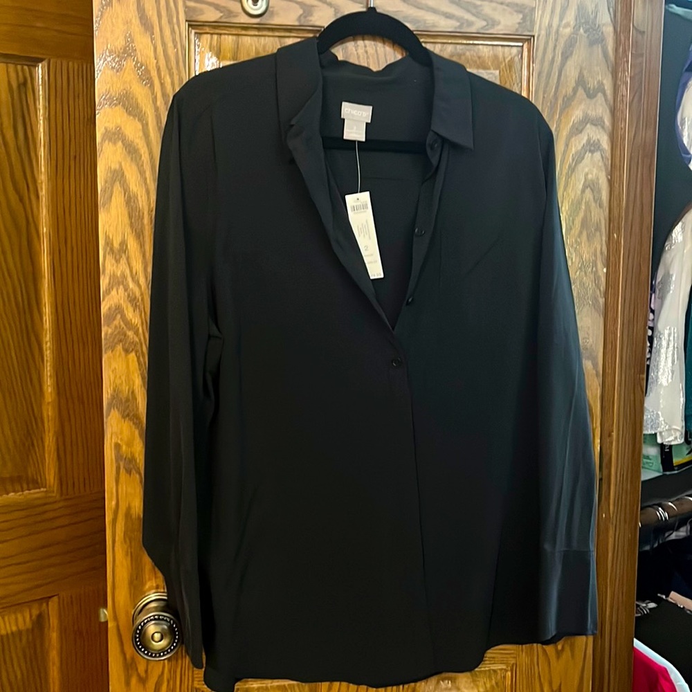 Silky soft Chicos Half placket shirt.